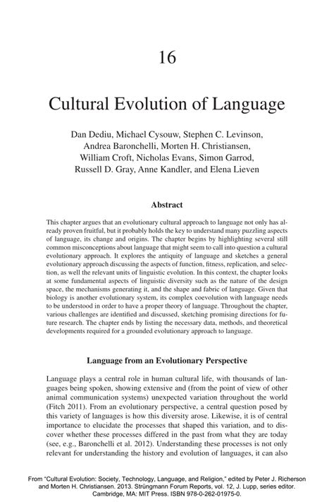 (PDF) Cultural Evolution of Language