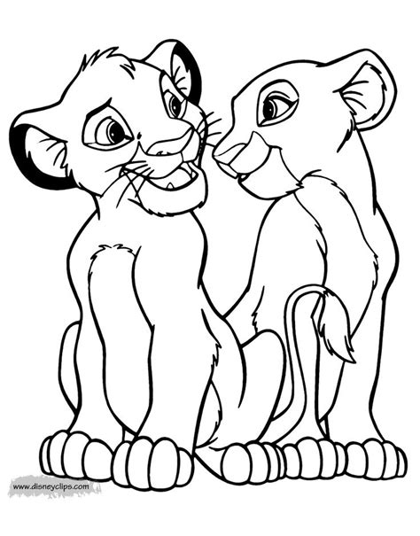 Nala And Simba Coloring Pages | Lion king drawings, Lion coloring pages, Lion king pictures