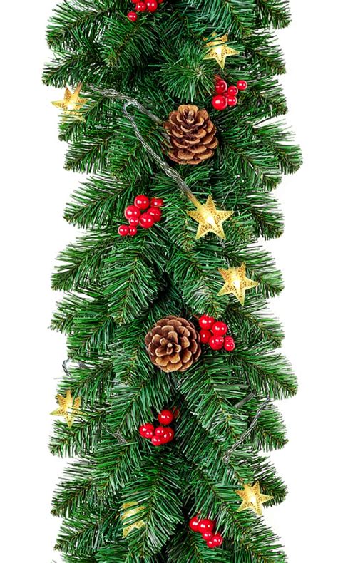 9FT Pre-Lit Christmas Garland with Lights Battery Operated Christmas Decorations, Christmas ...