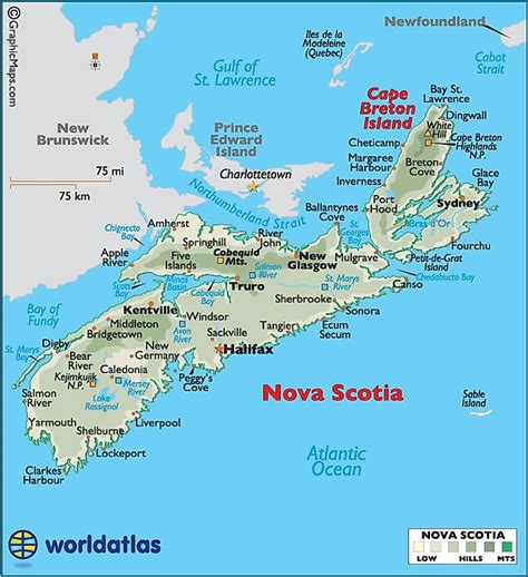 Nova Scotia Canada Large Color Map