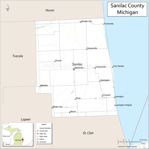 Sanilac County Map, Michigan - Where is Located, Cities, Population, Highways & Facts