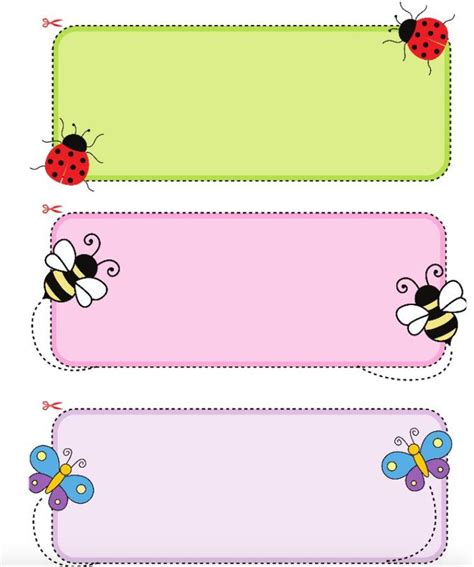 Name Labels, Tags, Notes Vol 8. - KidsPressMagazine.com | Name tag for school, Printable name ...