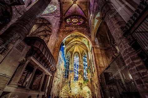 Interior of Cathedral of Santa Maria of Palma (La Seu) in Palma – Stock Editorial Photo ...