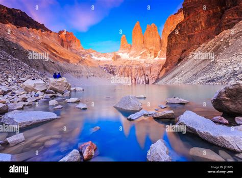 Torres Del Paine National Park, Chile. Sunrise at the Torres lookout Stock Photo - Alamy