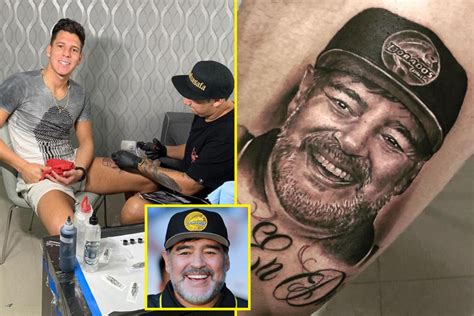 Footballer gets bizarre tattoo of his manager and hero Diego Maradona ...