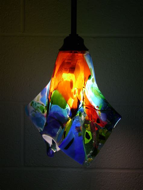 Colorful Fused Glass Pendant Light | Designer Glass Mosaics