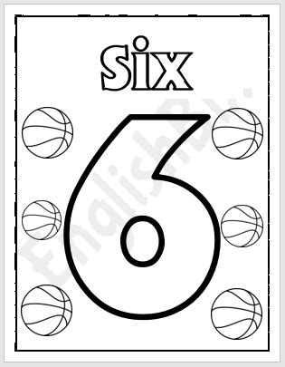 Number 6 Coloring Page for Kids - EnglishBix