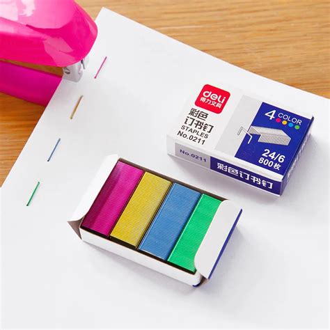 1600pcs/2box Colored Staples Stainless Steel No.12 Staples Office ...