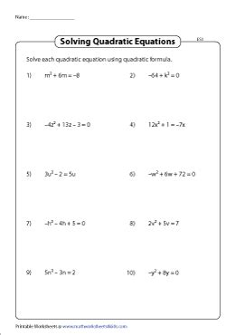 Solving Quadratic Equations Worksheet All Methods With Answers | Lanunmuda