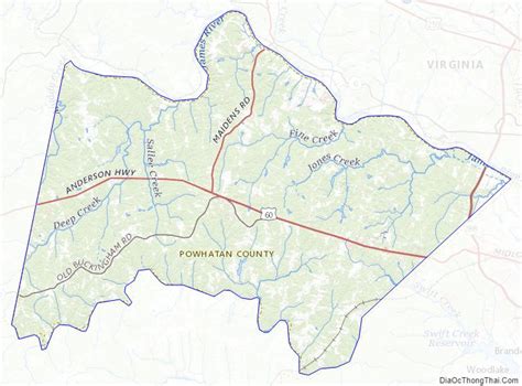 Map of Powhatan County, Virginia - Thong Thai Real