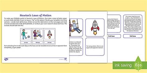 Newton's Laws of Motion Foldable for 3rd-5th Grade - Twinkl