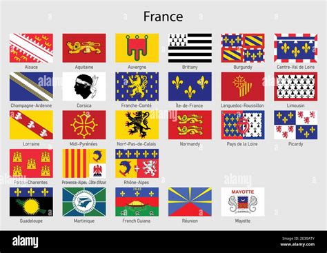 Set Flags of the province of France, All French regions flag collection Stock Vector Image & Art ...