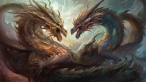 Two Dragons Fighting Each Other Background, Mythical Picture Of Dragons ...