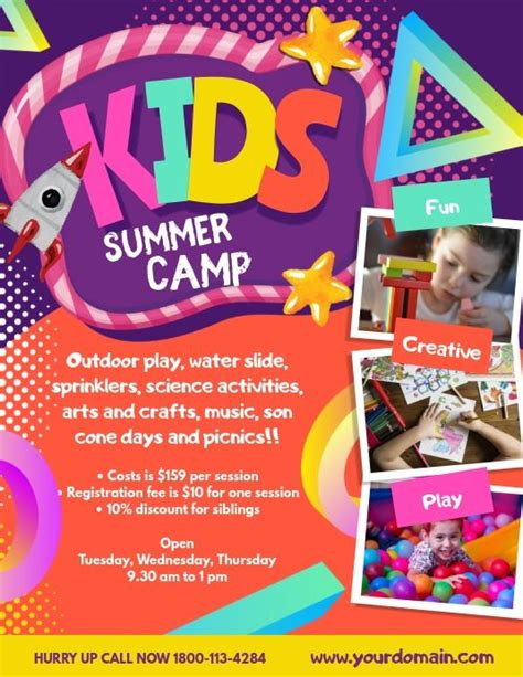 Kids Summer Camp Poster Flyer Template | PosterMyWall | Summer camps ...