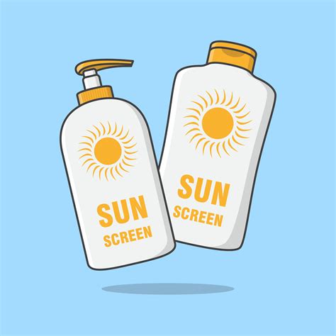 Sunscreen Spray And Sunscreen Cream Bottle Cartoon Vector Illustration. Sun Protection Cosmetic ...