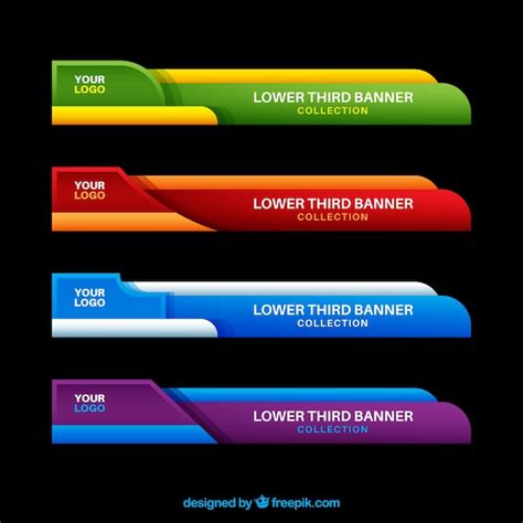 Pack of colorful lower thirds in flat design Vector | Free Download