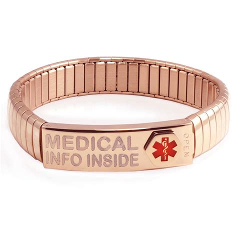 Rose Gold Medic Alert Stretch Bracelet with up to 300 Letters printed ...