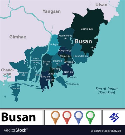 Map busan south korea Royalty Free Vector Image