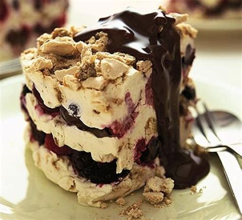 Berry semifreddo with warm chocolate sauce | Desserts, Bbc good food ...