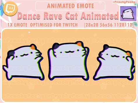 Animated Twitch Emote 1x Animated Cat Twitch Meme Emotes Cat Dance Rave Hype/ Twitch / Streamer ...