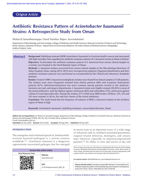 (PDF) Antibiotic Resistance Pattern of Acinetobacter baumannii Strains: A Retrospective Study ...