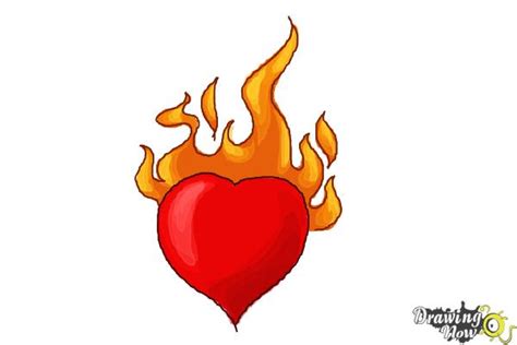 How to Draw a Heart On Fire - DrawingNow