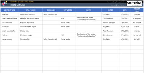 Content Calendar Excel Template | Social Media Content Planner