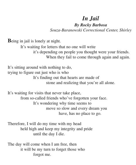 Prison love Poems | Prison quotes, Jail quote, Inmate quotes