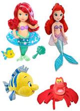 Little Mermaid Bath Toys, Dolls, Sebastian and Flounder Plush