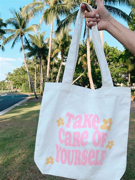 TAKE CARE OF YOURSELF TOTE BAG DESIGN AESTHETIC in 2021 | Tote bag ...