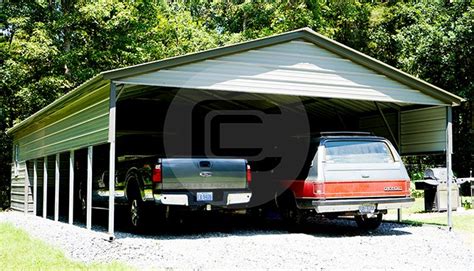 2 Car Carport with Storage - Two Car Metal Carport with Utility Storage