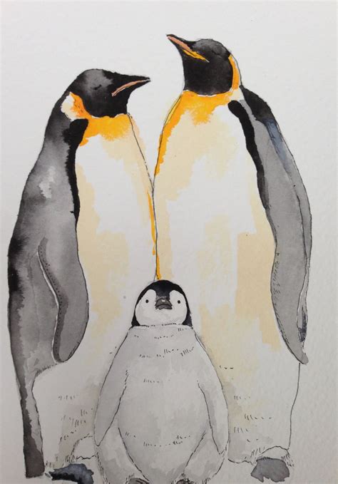 Penguin watercolour :) | Penguin watercolor, Animal art projects, Animal art