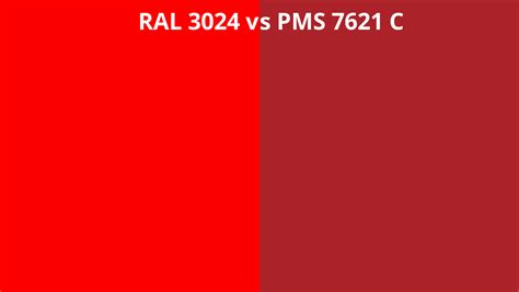 RAL 3024 vs PMS 7621 C | RAL Colour chart UK