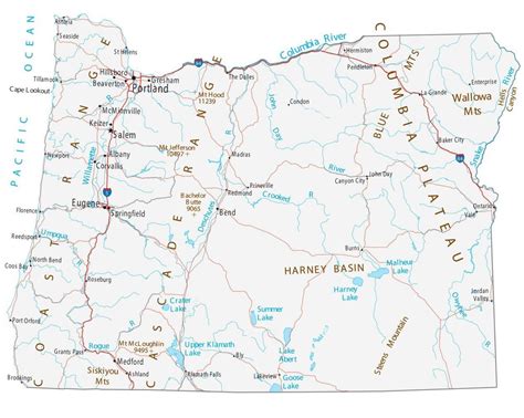 Map of Oregon - Cities and Roads - GIS Geography