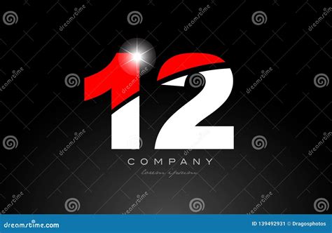 Red White Color Number 12 for Logo Icon Design Stock Vector ...