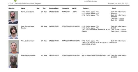 Cerro Gordo County Jail log for April 23