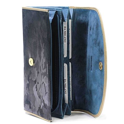 Da Milano Women Leather Wallet - Black/Blue - KAPADAA.COM