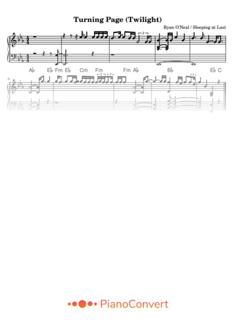 Turning Page (Twilight) - Easy Piano Sheet Music in PDF - La Touche ...