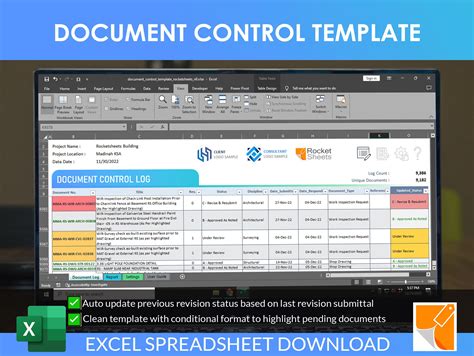 Document Control Template, Document Management Tools, Project Management Spreadsheet, Project ...