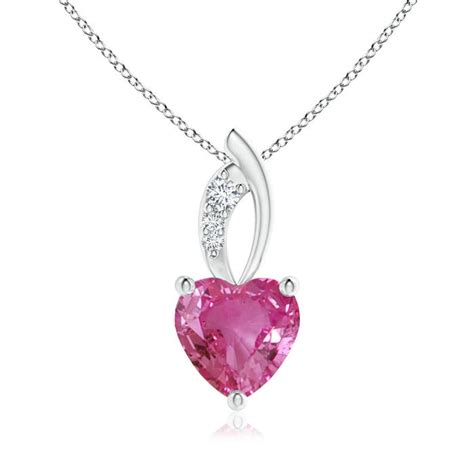 Pink Sapphire Heart Pendant with Diamond Accents | Angara