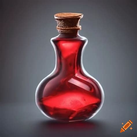 Geometric vial filled with a red potion on Craiyon