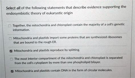 SOLVED: Select all of the following statements that describe evidence supporting the ...