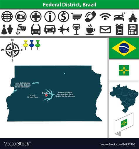 Map federal district brazil Royalty Free Vector Image