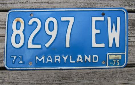 License Plate for Sale Maryland Blue White 1975 SHOP Vintage Antique ...