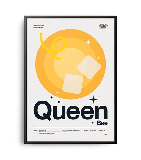 Mid-century modern Queen Bee Cocktail poster - Weekend Poster