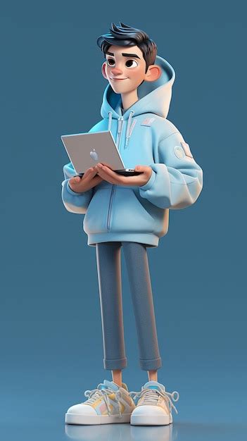 Premium AI Image | Cartoon character of a man with a laptop computer generative ai