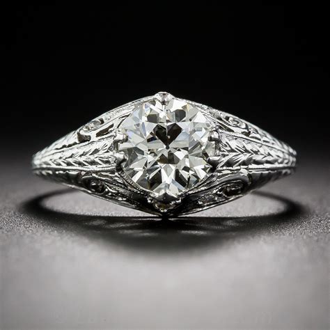 1.14 Carat Platinum and Diamond Antique Engagement Ring