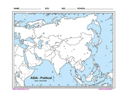 Asia Political outline map for school students