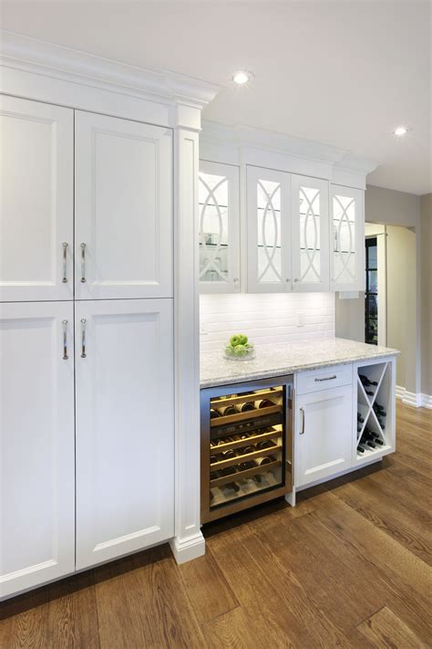 Stylized Kitchen in Oakville | Wine storage cabinets, Wine fridge cabinet, Built in wine cooler