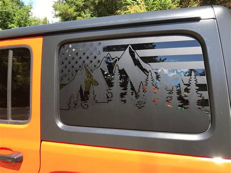 Fits Jeep Wrangler Side Window Decals flag/trees/mountains - Etsy